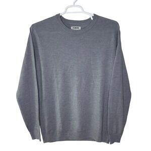 LINKSOUL Tempus Fugit Sweater Men Large Gray Crew Long Sleeve Merino Wool Golf